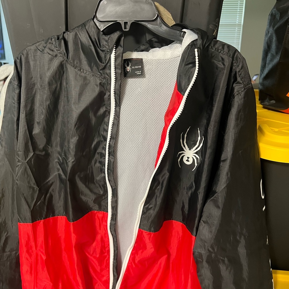 Spyder Black and Red Windbreaker Jacket
